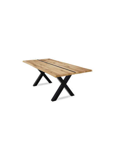 58 aufm Kessel BAUMKANTENTISCH Dannie 3 160x79x90 Massivholztisch Wildeiche geölt