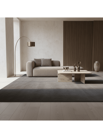 KADIMA DESIGN Teppich Kurzflor Unifarben Polyester Antirutsch Wohnzimmer in Grau