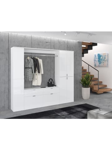 Inn.Furn Garderobenschrank weiß Hochglanz 212 cm, 21 Fächer, Schuhschrank