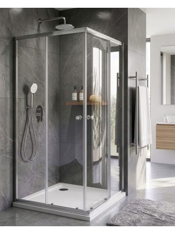 Beliani Duschkabine HUAPI in Silber - (W) 90 x (H) 190 x (L) 90 cm