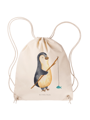 Mr. & Mrs. Panda Jutebeutel Pinguin Angler ohne Spruch in Creme