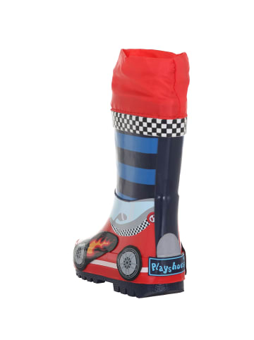 Playshoes Gummistiefel Rennwagen in Rot/Blau