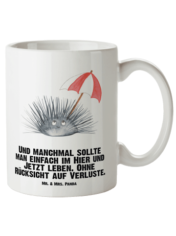 Mr. & Mrs. Panda Keramiktasse Seeigel mit Spruch in Weiß