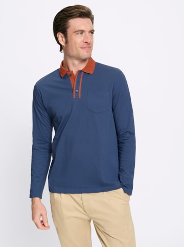 WITT WEIDEN Langarm-Poloshirt in jeansblau