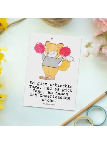Mr. & Mrs. Panda Postkarte Fuchs Cheerleader mit Spruch in Weiß
