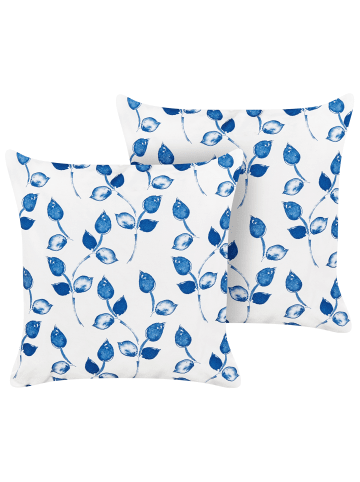 Beliani 2er-Set Gartenkissen TORBORA in Weiß/Blau