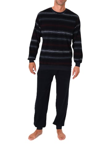 NORMANN Langarm Schlafanzug Frottee Bündchen in rot1