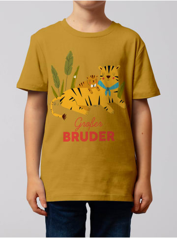wat? Apparel T-Shirt Tiger Großer Bruder in Ocker
