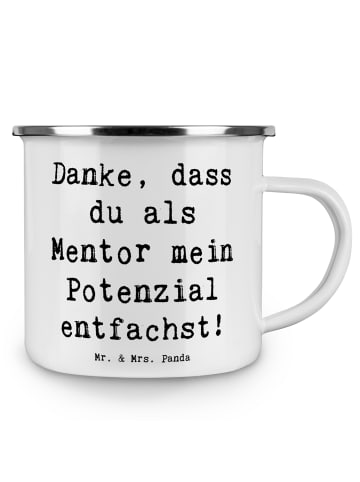 Mr. & Mrs. Panda Emaille Tasse Spruch Mentor Potenzial mit Spruch in Weiß