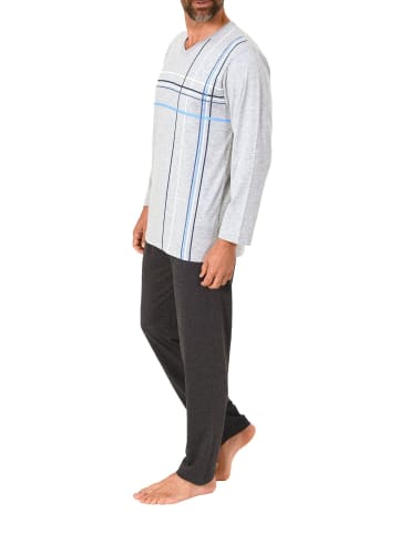 NORMANN Schlafanzug langarm Frontprint - 88815 in grau