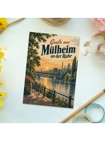 Postkarte Fluss nostalgisch Design mit Spruch in Weiß