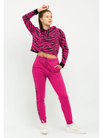 Tom Barron Freizeitanzug Tom Barron Women Regular Fit Zebra Pattern Sweatshirt Hoddie And Pant Set in fuchsia