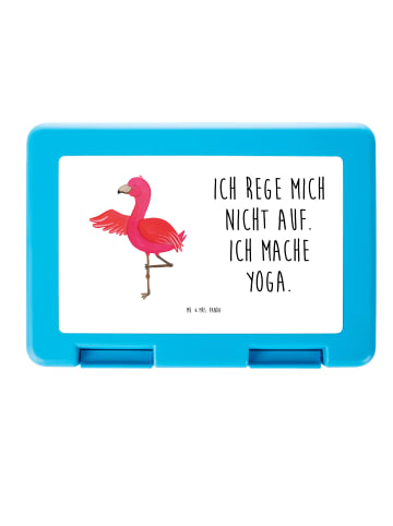 Mr. & Mrs. Panda Aufbewahrungsbox Flamingo Yoga mit Spruch in Weiß