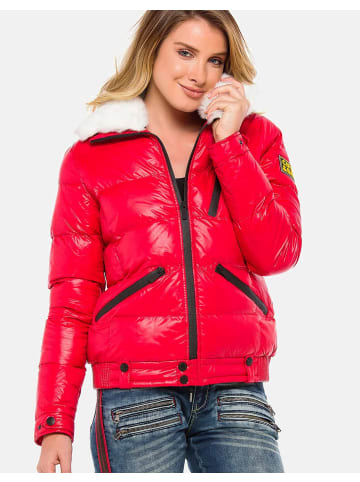 Cipo & Baxx Winterjacke mit Kunstfellkragen in RED