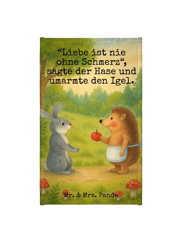 Mr. & Mrs. Panda Gästehandtuch Hase Igel Design mit Spruch in Weiß