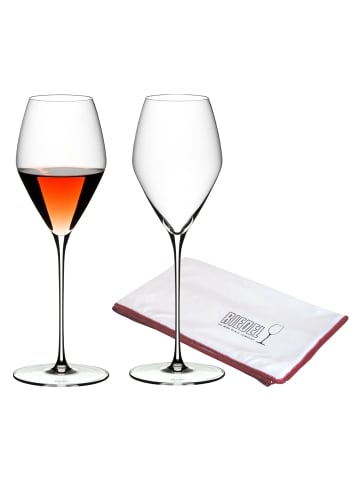 RIEDEL Glas 2er Set Rosé Weingläser + Poliertuch Veloce in 347 ml in transparent
