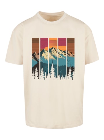 F4NT4STIC Heavy Oversize T-Shirt Berg Sonnenuntergang Retro in sand