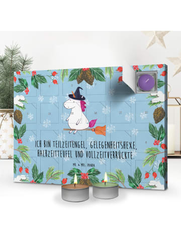 Mr. & Mrs. Panda Duftkerzen Adventskalender Einhorn Hexe mit Spruch in Eisblau