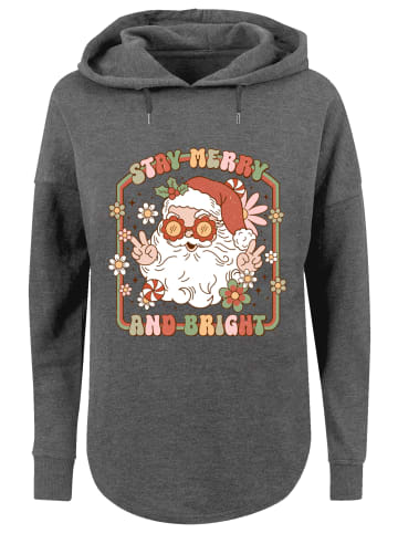 F4NT4STIC Oversized Hoodie Stay Merry And Bright Hippie Santa in charcoal