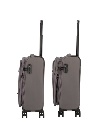 D&N Travel Line 9704 4 Rollen Kabinentrolley S 55 cm mit Dehnfalte grey