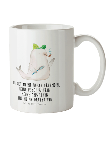 Mr. & Mrs. Panda Plastikbecher Robbe Sherlock mit Spruch in Weiß