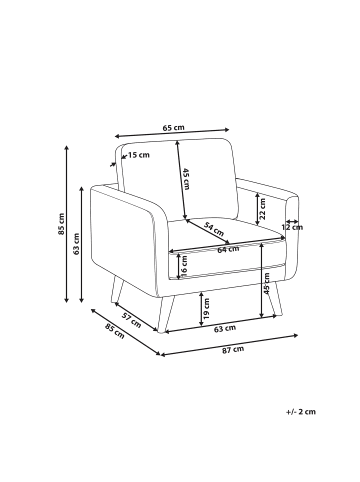 Beliani Sessel KILJA in Beige/Braun - (W) 87 x (H) 85 x (L) 85 cm