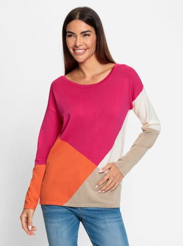 Heine Pullover in orange-pink-gemustert