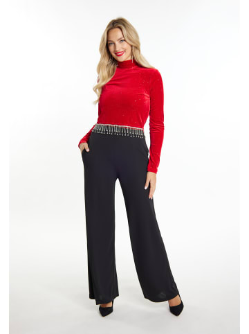 faina Damen Glitzershirt Aus Stretchsamt in Rot