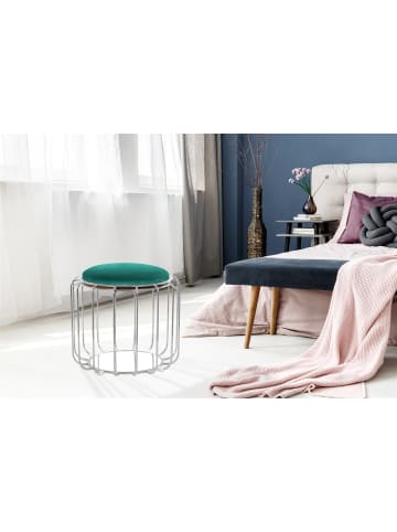 Kayoom Sitzkissen Pouf Comfortable in dunkelgrün - silber