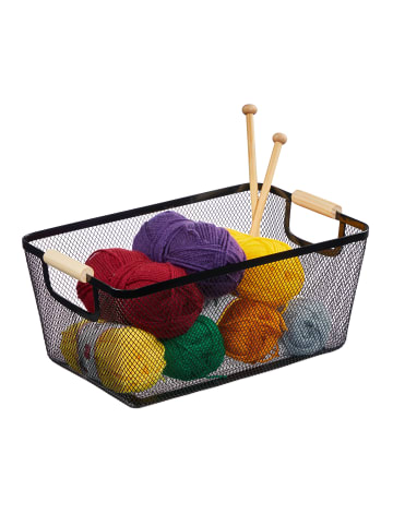 relaxdays Drahtkorb in Schwarz - (B)37 x (H)16,5 x (T)22,5 cm