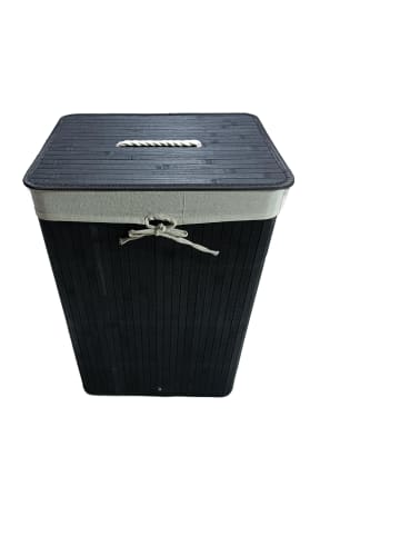 relaxdays 2 x Wäschekorb in Schwarz - (B)43,5 x (H)65,5 x (T)33,5 cm