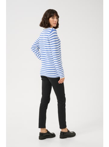 Kaffe Strickpullover KAlinka Regular fit in Blue/Chalk Stripe