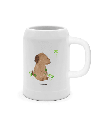 Mr. & Mrs. Panda Krug Hund Kleeblatt ohne Spruch in Weiß