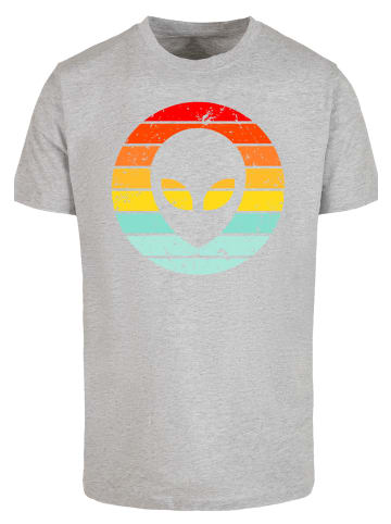 F4NT4STIC T-Shirt Alien Retro Sonnenuntergang in grau meliert