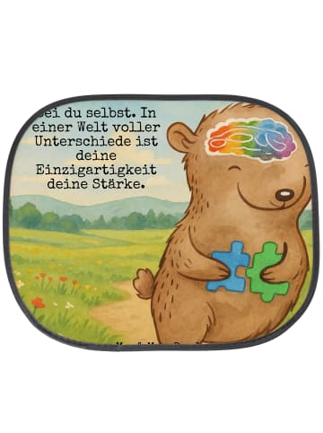 Mr. & Mrs. Panda sonnenschutz Bär Autismus Design mit Spruch in Weiß