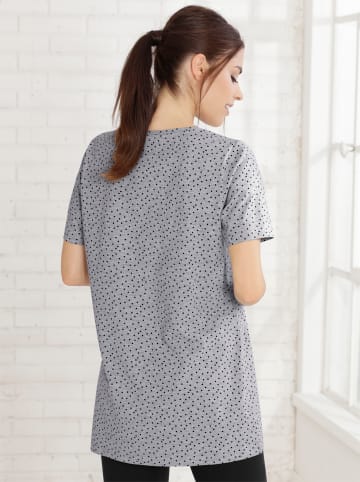 Sieh an! Longshirt in grau-schwarz-bedruckt