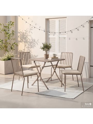 home24 Gartenessgruppe Kuna 5-teilig Typ B in Taupe