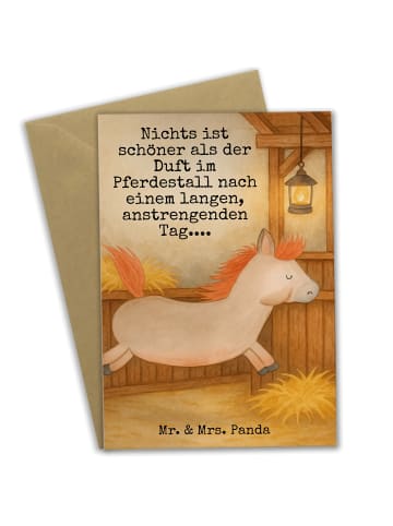 Mr. & Mrs. Panda Beileidskarte Pferd Springen Design mit Spruch in Weiß