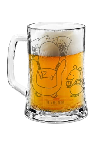 Mr. & Mrs. Panda Gravur Bierkrug Pinguin & Maus Wanderer ohne Sp... in Transparent
