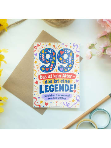 Geburtstagskarte 99. Geburtstag Zahl verspielt ... in Weiß