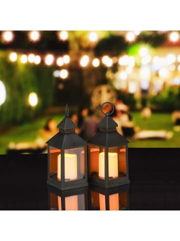 relaxdays 8x LED Laterne in Schwarz - (H)23 cm