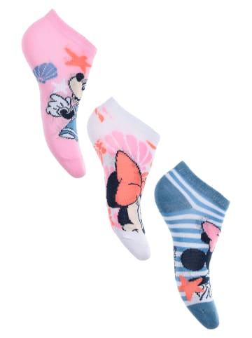 Disney Minnie Mouse 3er-Set: Socken Sneaker Strümpfe in Mehrfarbig