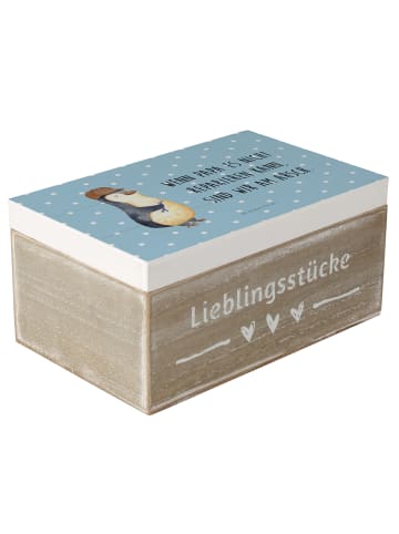 Mr. & Mrs. Panda Holztruhe Wenn Papa es nicht reparieren kann, s... in Blau Pastell