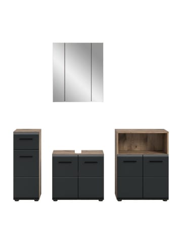 ebuy24 Badmöbelset Ice Schwarz 180 x 30 cm