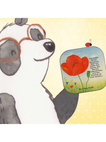 Mr. & Mrs. Panda Glasuntersetzer Blume Mohnblume Design mit Spruch in Weiß