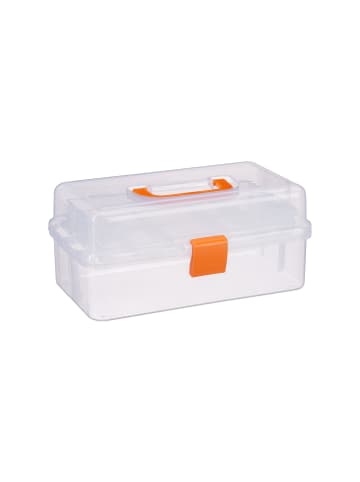 relaxdays 10x Plastikbox in Transparent/ Orange - (B)33 x (H)14 x (T)19 cm