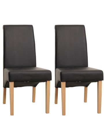 MCW 2er-Set Esszimmerstuhl Cesena, Kunstleder matt, schwarz, helle Füße