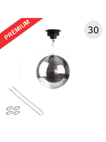 SATISFIRE Spiegelkugel 30cm mit Motor in silber