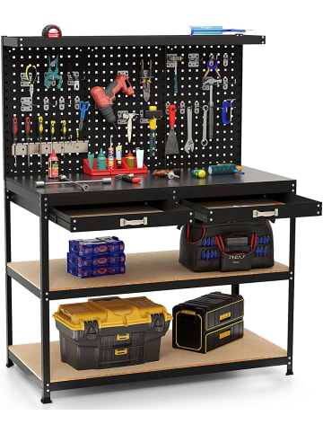 COSTWAY Werkbank 121 x 61 cm 230 kg Tragkraft in Schwarz