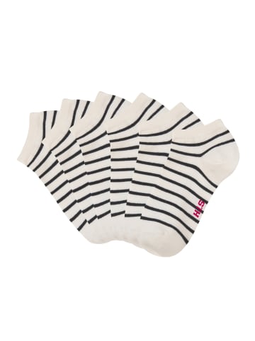 H.I.S Sneakersocken in 6x ecru mit schwarzen Ringel
